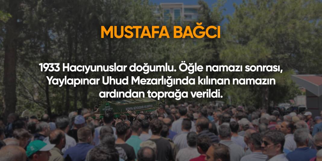 Konya'da bugün vefat edenler | 19 Temmuz 2025 9